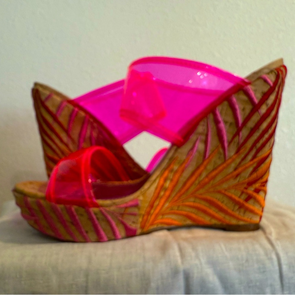 Hot pink  tropical wedge